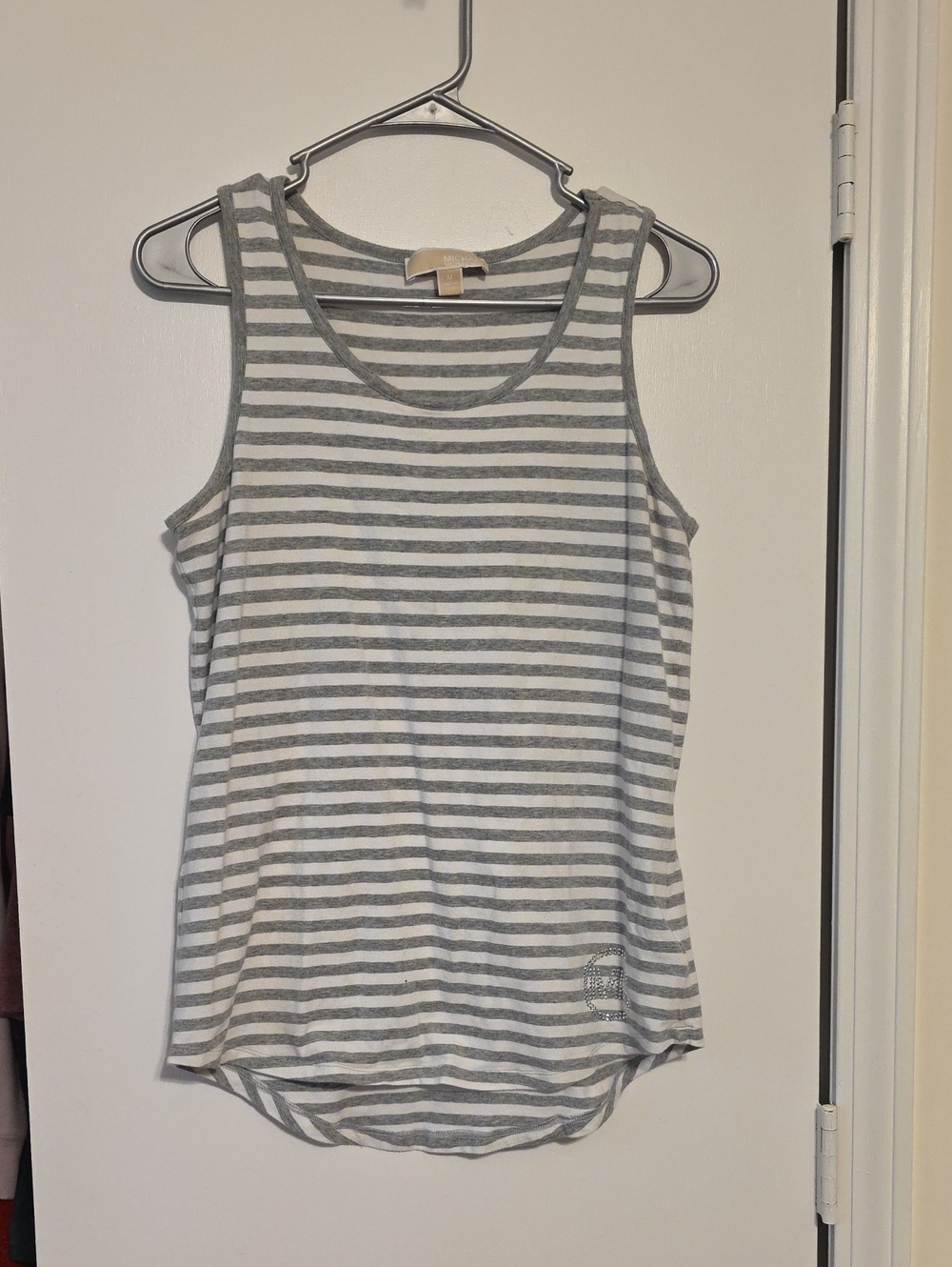 Michael Kors Gray and White Striped Tank Top